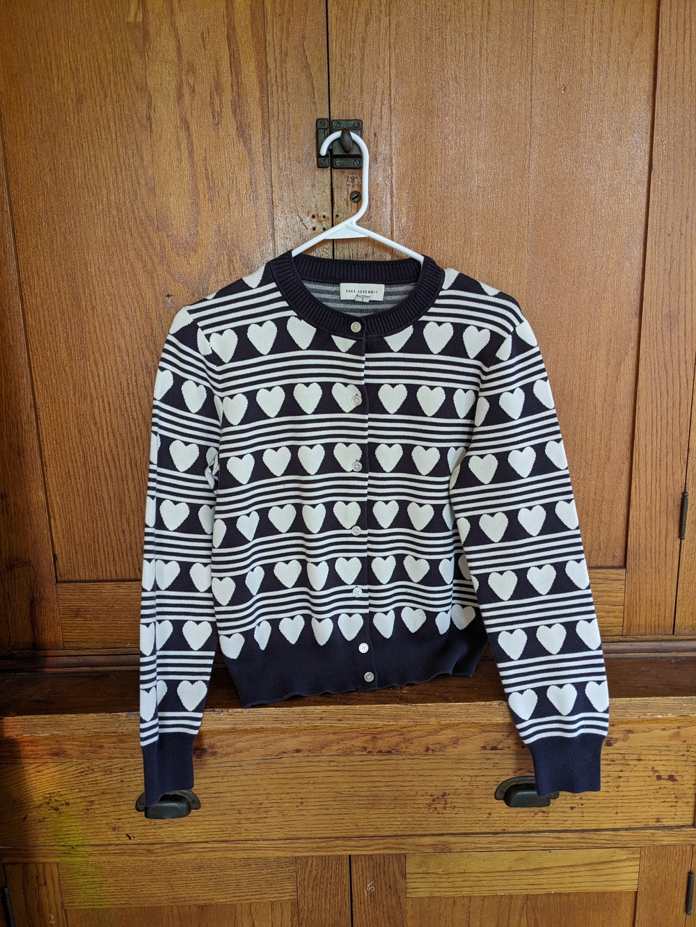 Navy Heart Stripe Cardigan